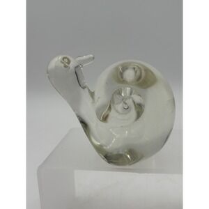 Clear Art Glass Snail Paperweight Vintage Figurine Blown Glass 3.5" Murano Style